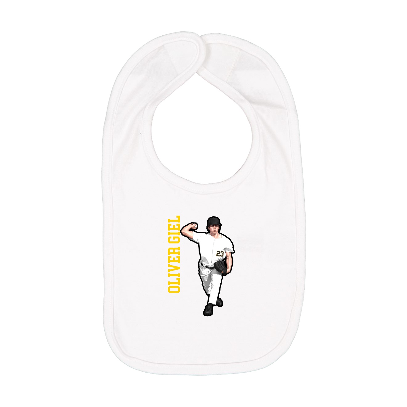 Infant Bib — Name Vertical in White