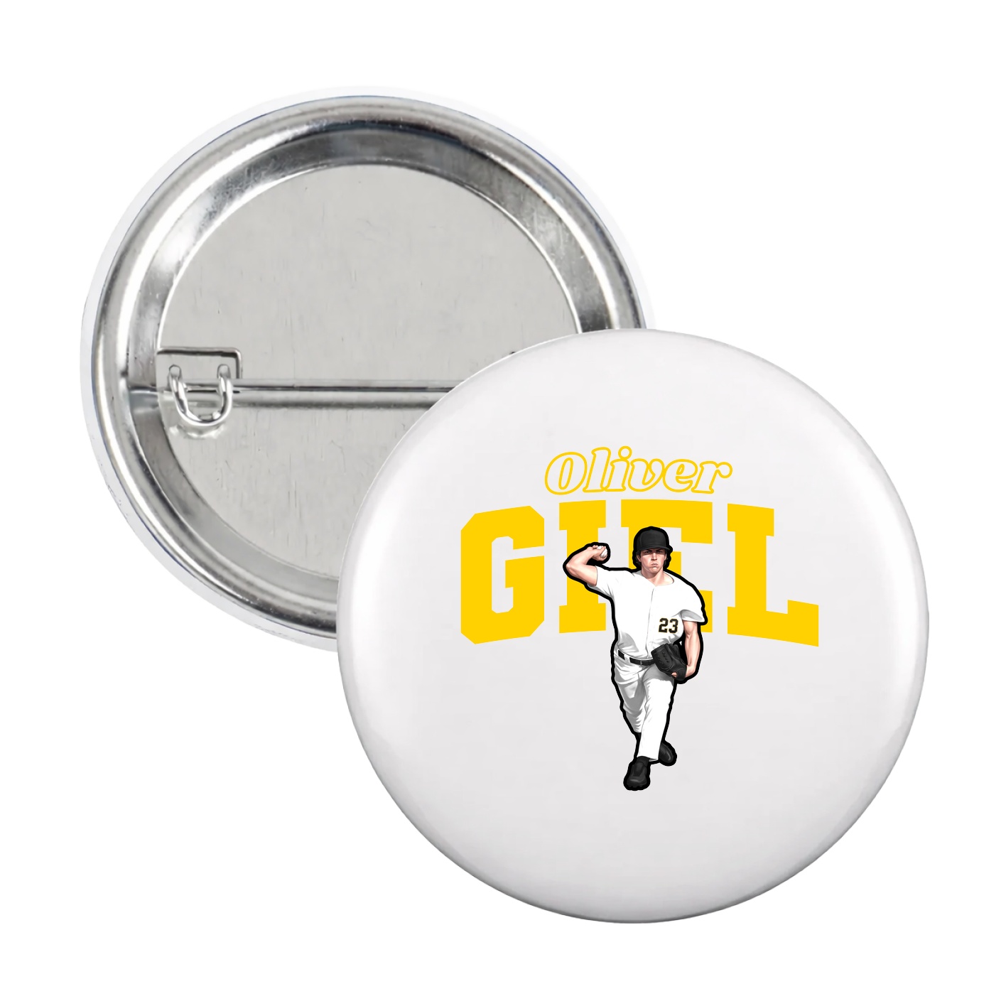 Game Day Button — Name Arch in White