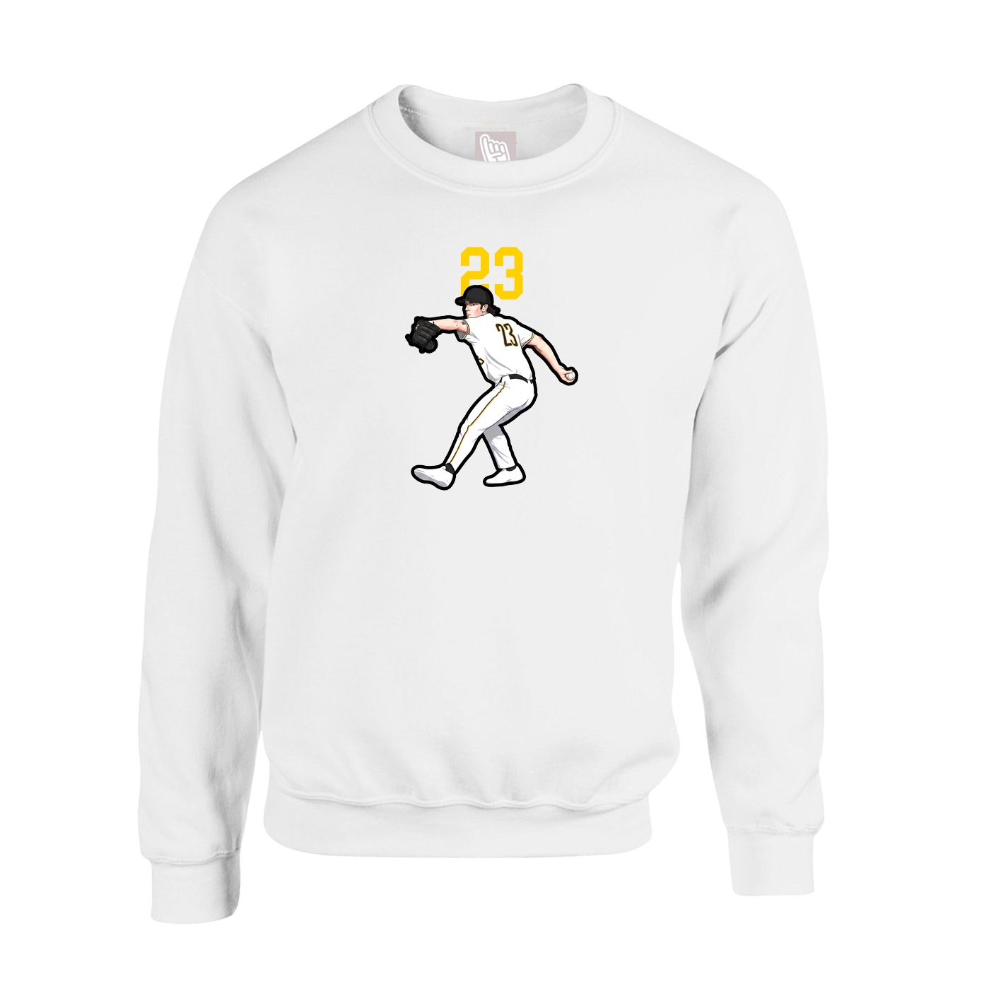 Fleece Crew — Number Top in White