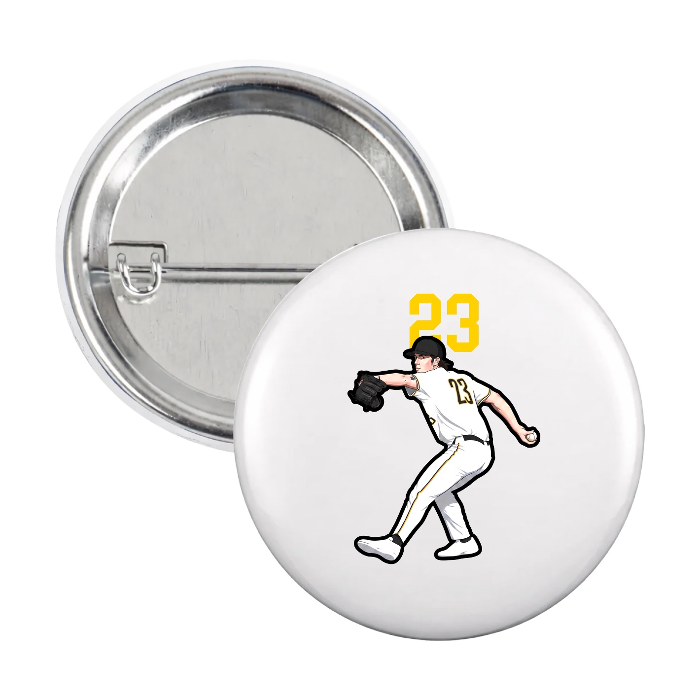 Game Day Button — Number Top in White