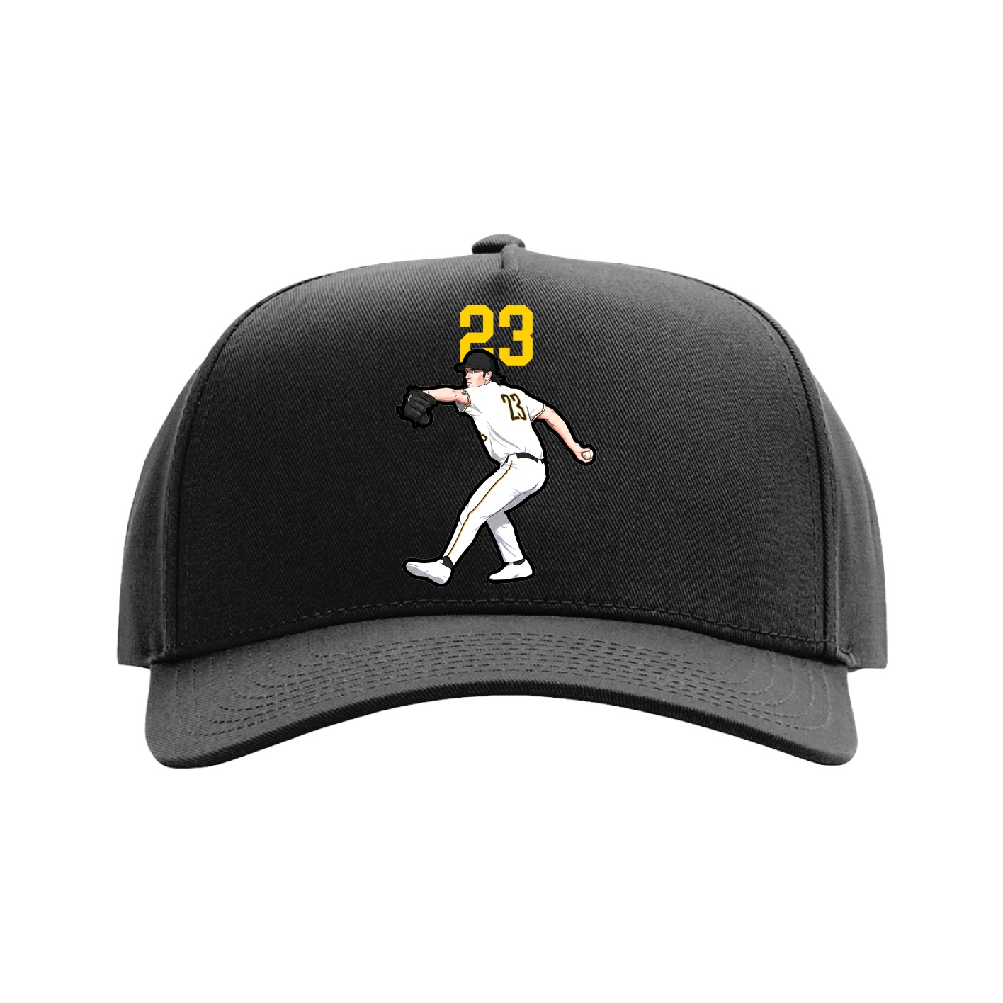 Full Fabric Five-Panel Champ Cap — Number Top in Black
