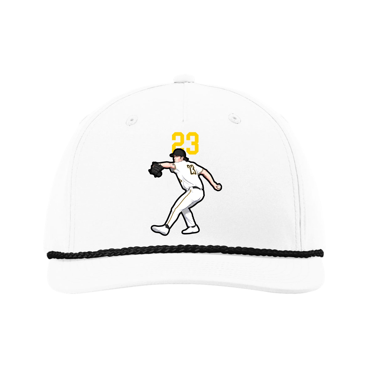 Five-Panel Classic Rope Cap — Number Top in White