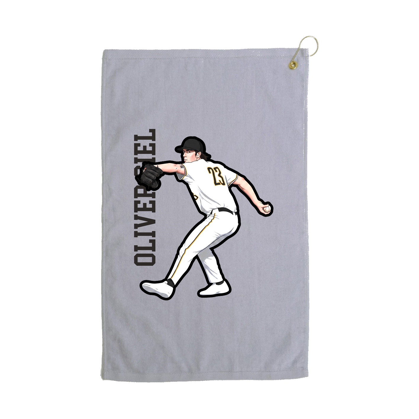 Golf Towel — Name Vertical in Grey