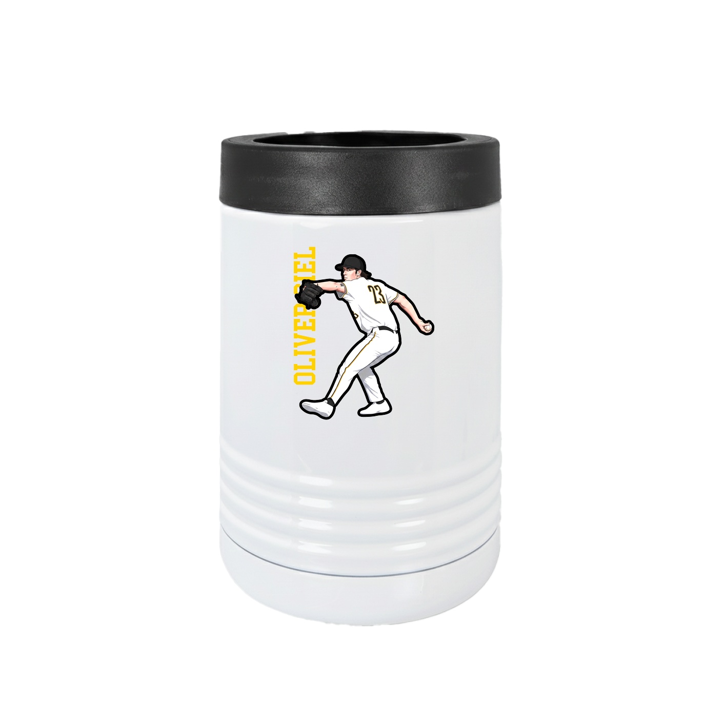 Beverage Holder — Name Vertical in White