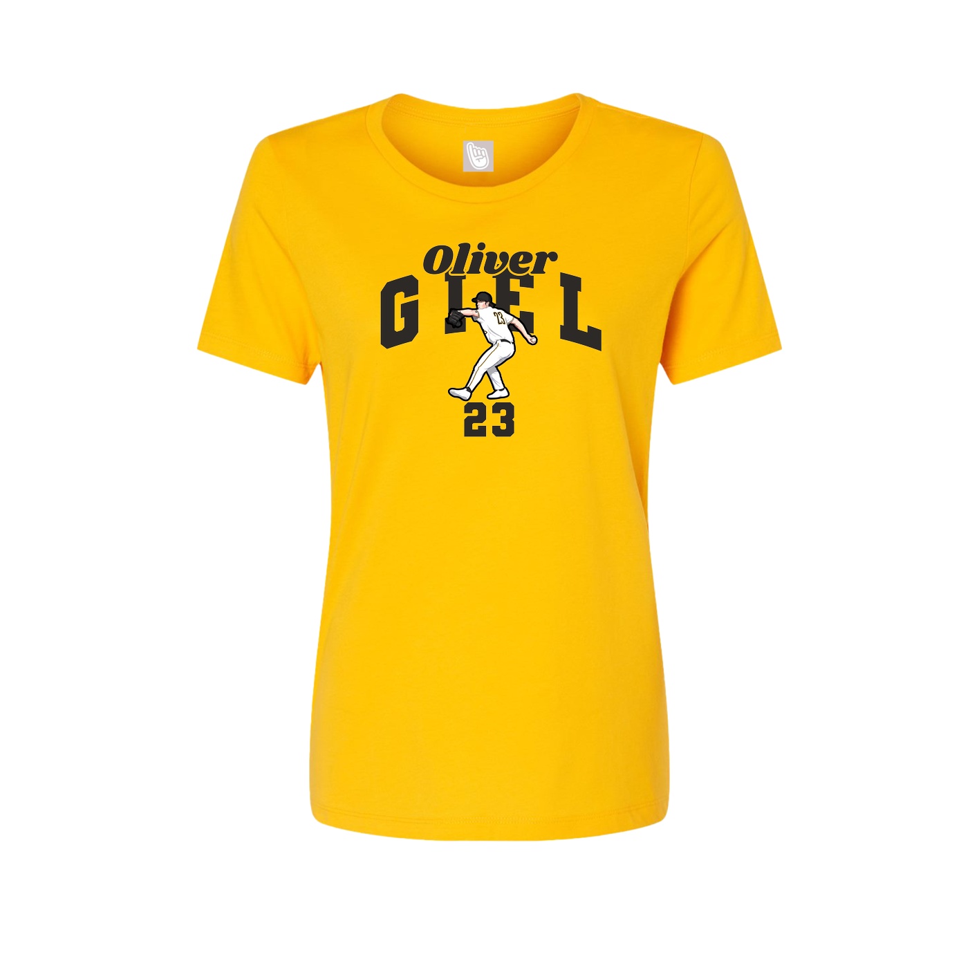 Fitted Women's Tee — Signature Arch in Gold