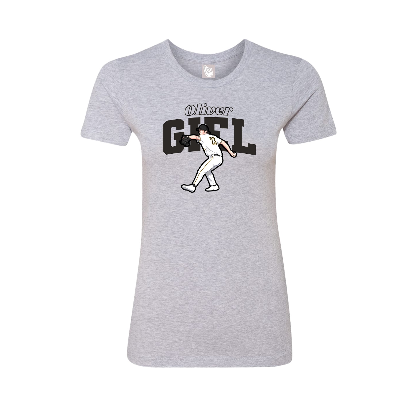 Fitted Women's Tee — Name Arch in Grey