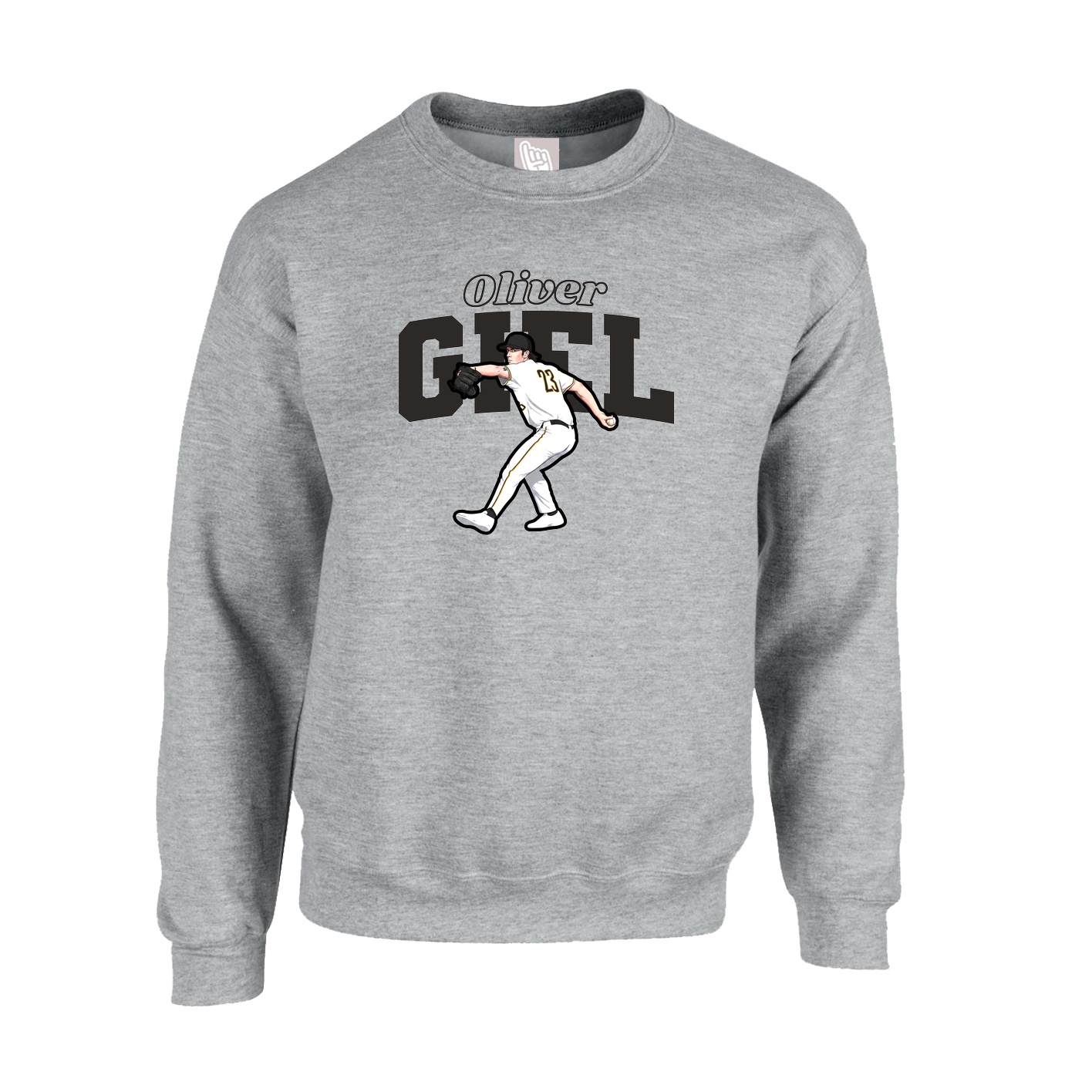 Fleece Crew — Name Arch in Grey