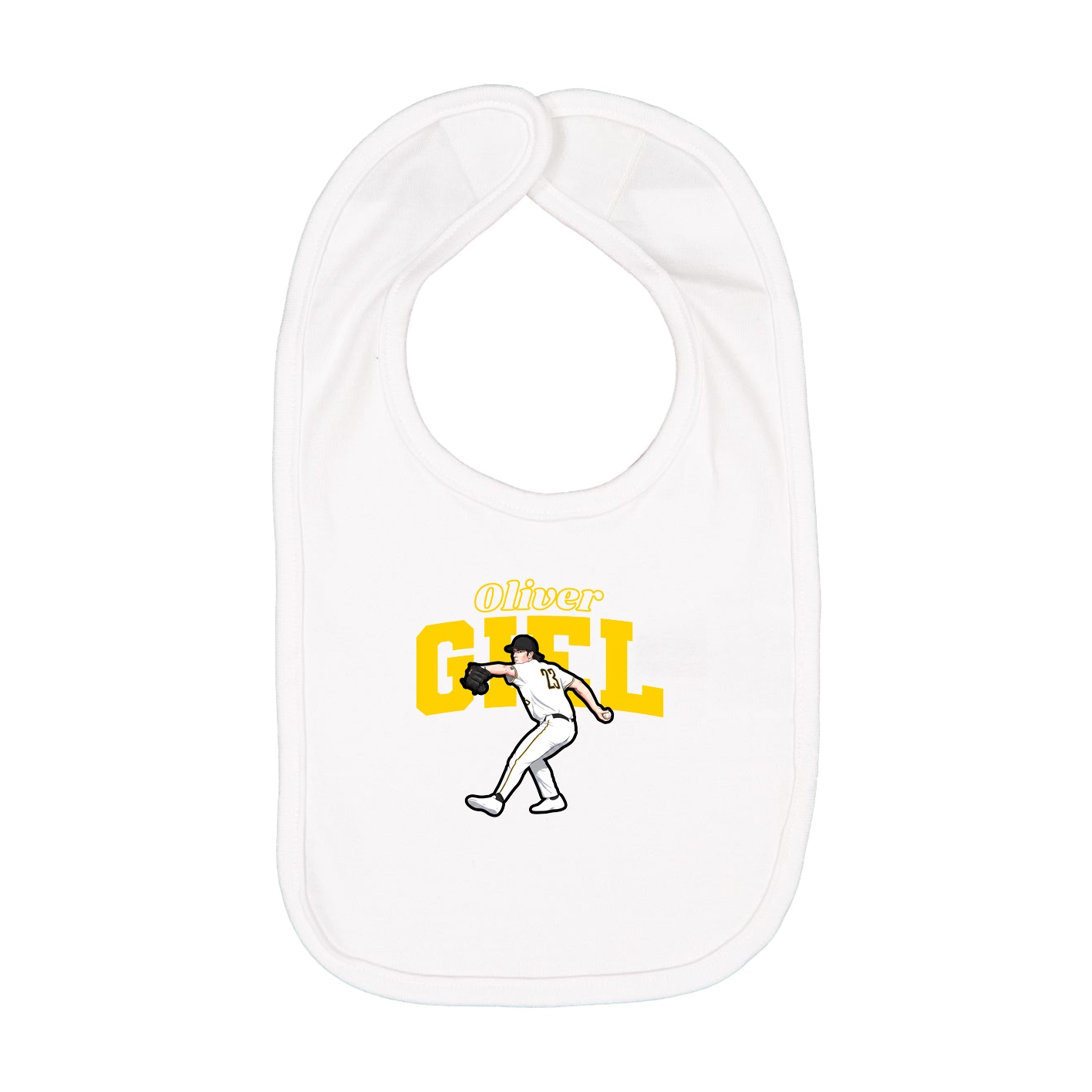 Infant Bib — Name Arch in White