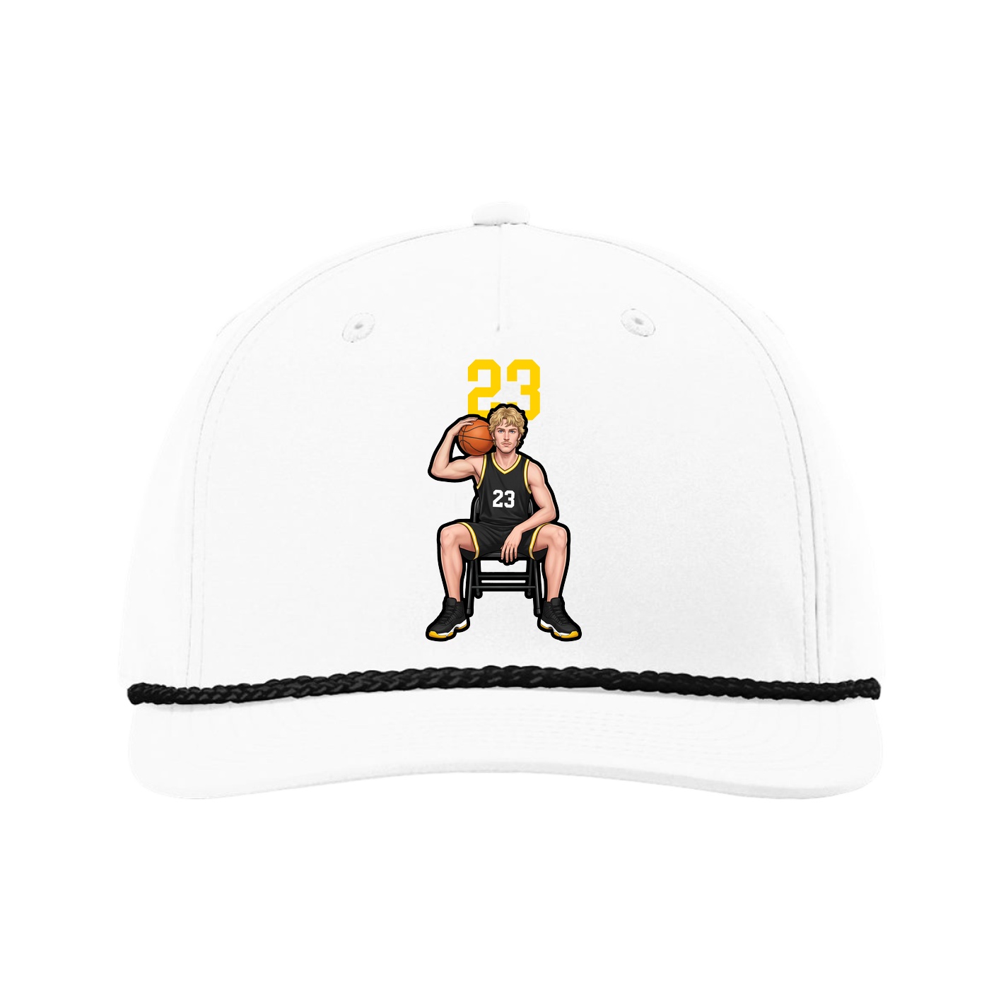 Five-Panel Classic Rope Cap — Number Top in White