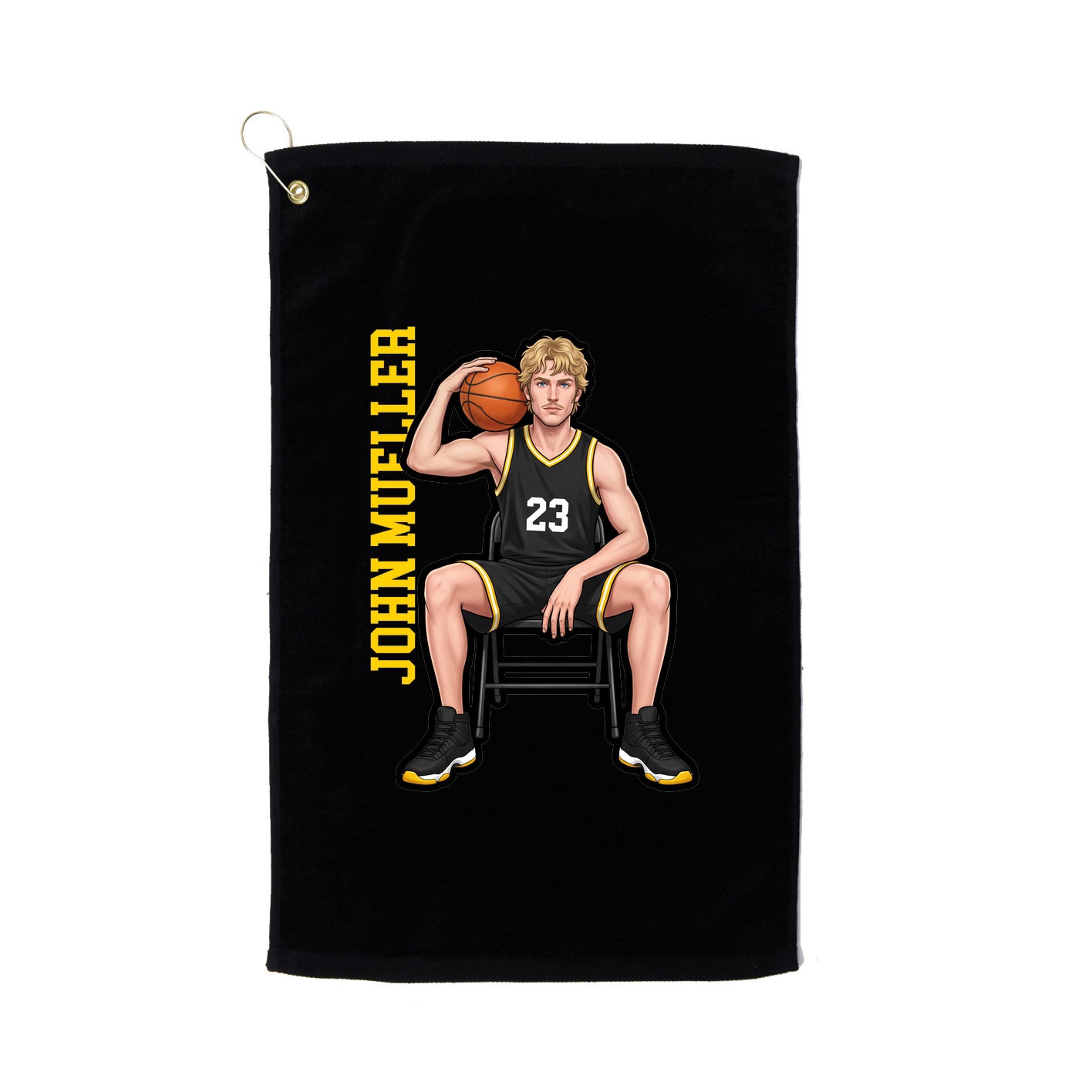 Golf Towel — Name Vertical in Black