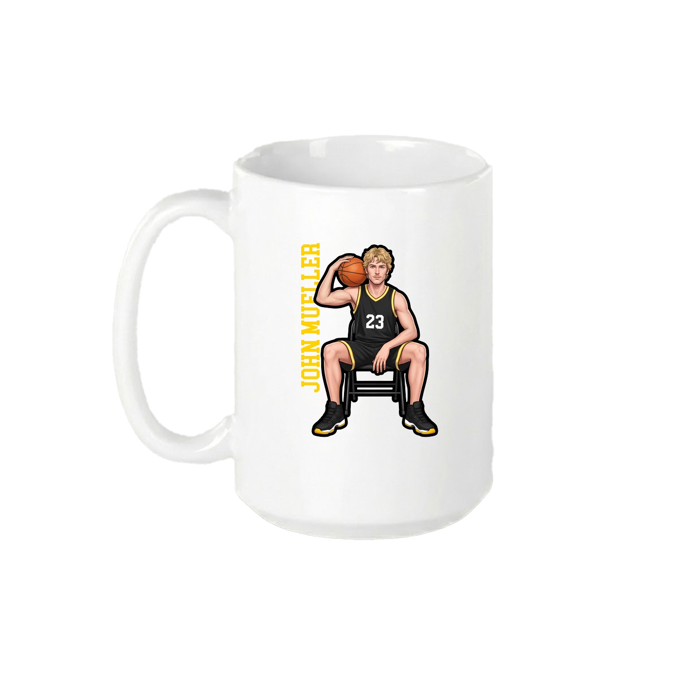 15oz Coffee Mug — Name Vertical in White