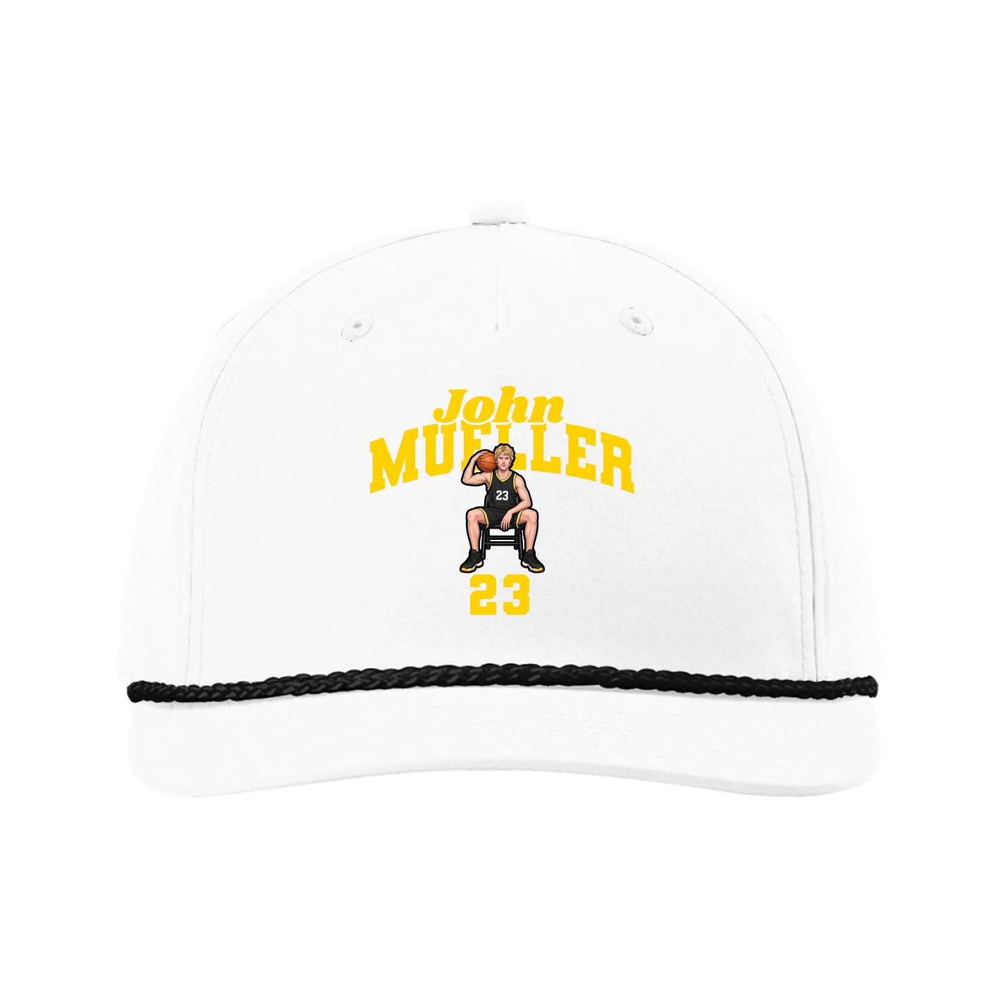 Five-Panel Classic Rope Cap — Signature Arch in White