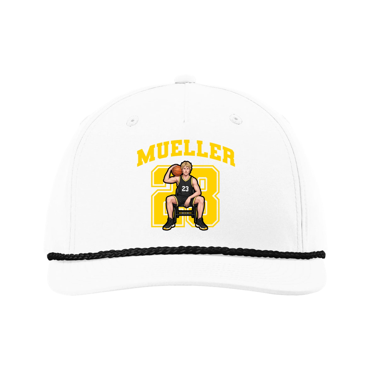 Five-Panel Classic Rope Cap — Number in White