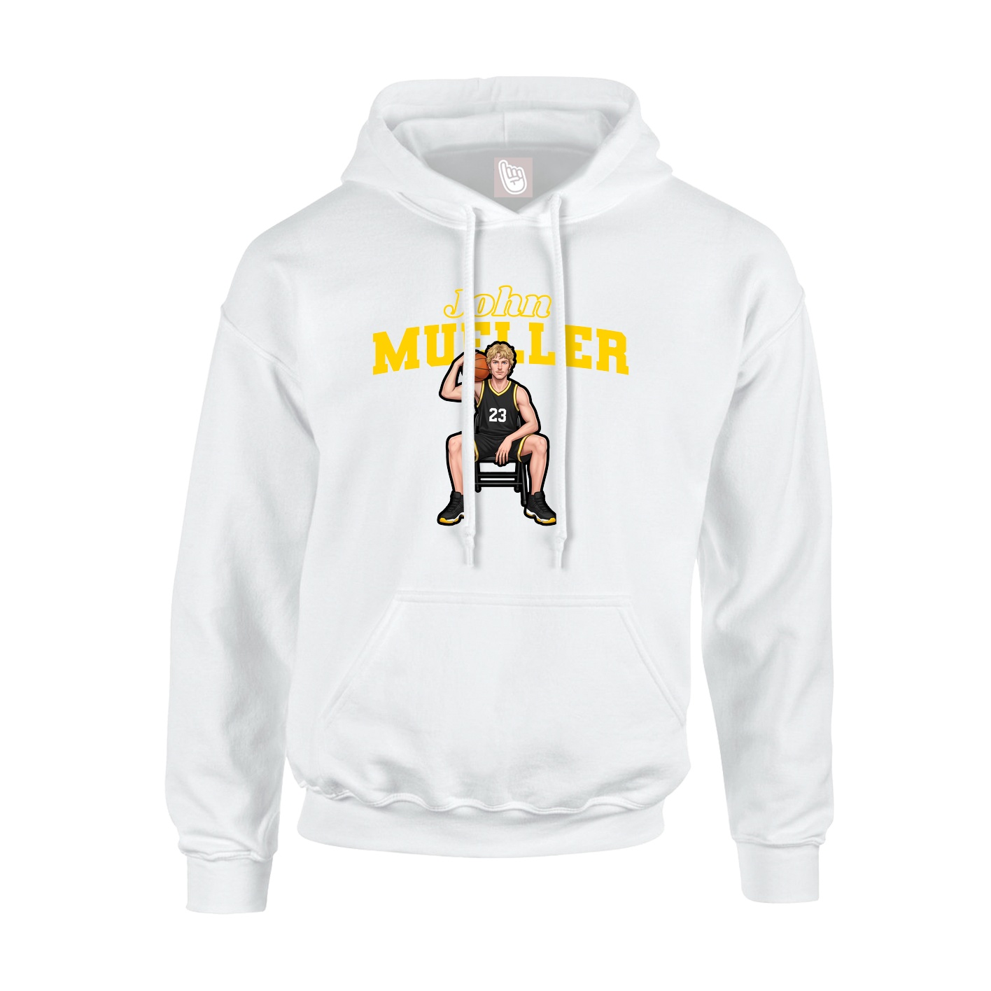 Youth Hoodie — Name Arch in White