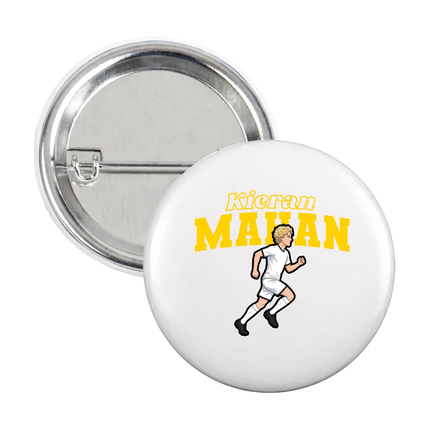 Game Day Button — Name Arch in White