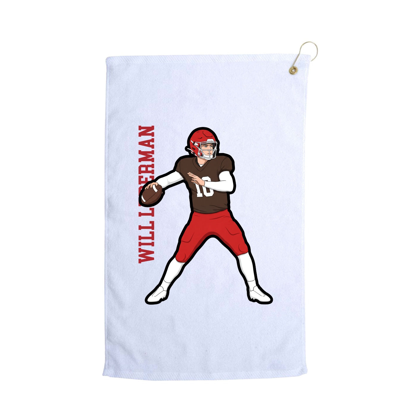 Golf Towel — Name Vertical in White