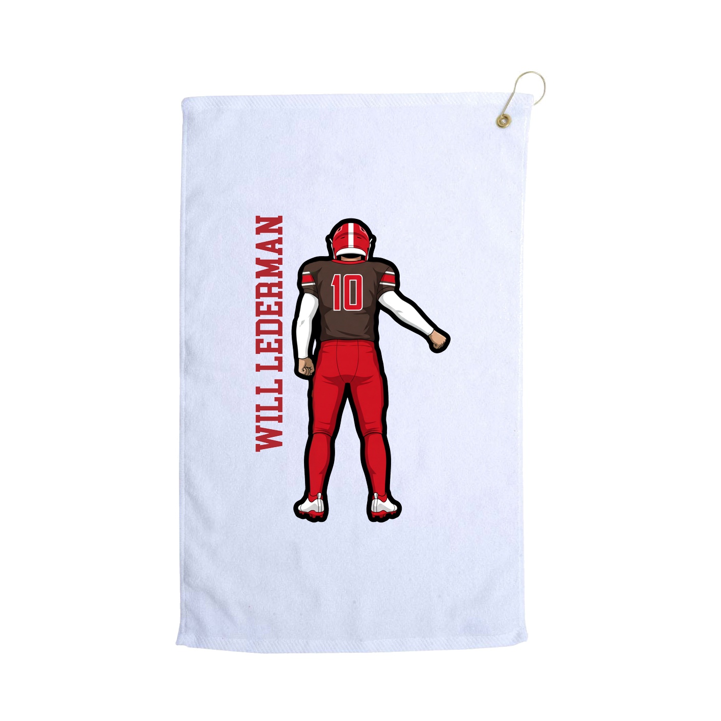 Golf Towel — Name Vertical in White