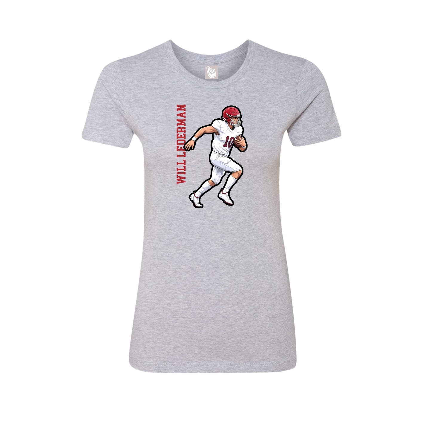 Fitted Women's Tee — Name Vertical in Grey