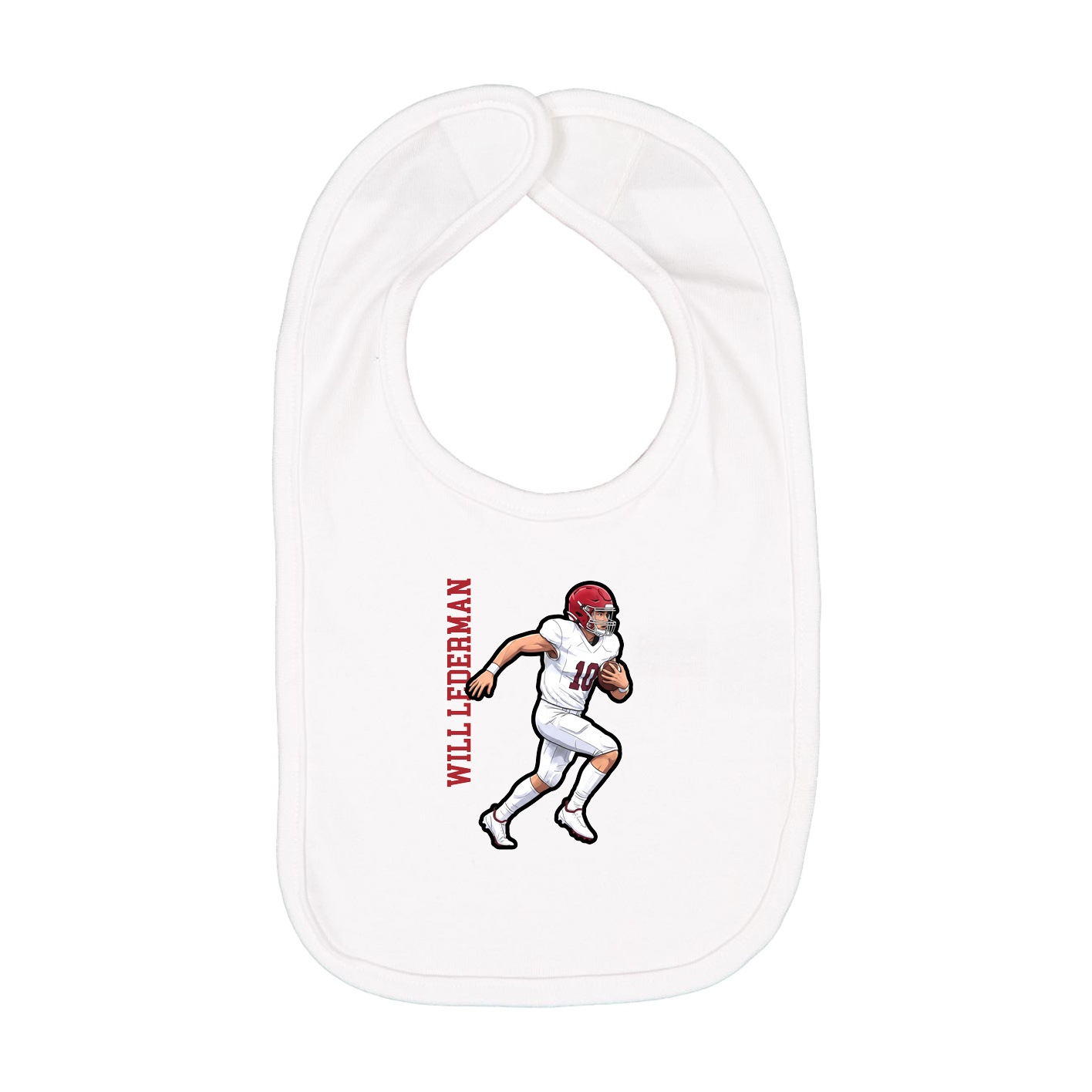 Infant Bib — Name Vertical in White