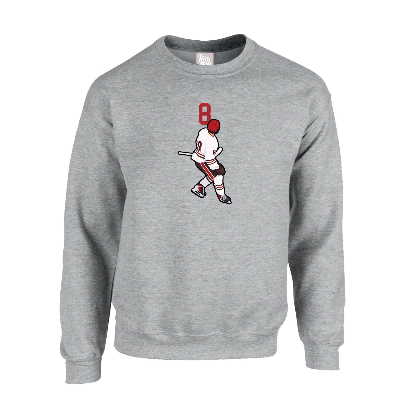 Fleece Crew — Number Top in Grey