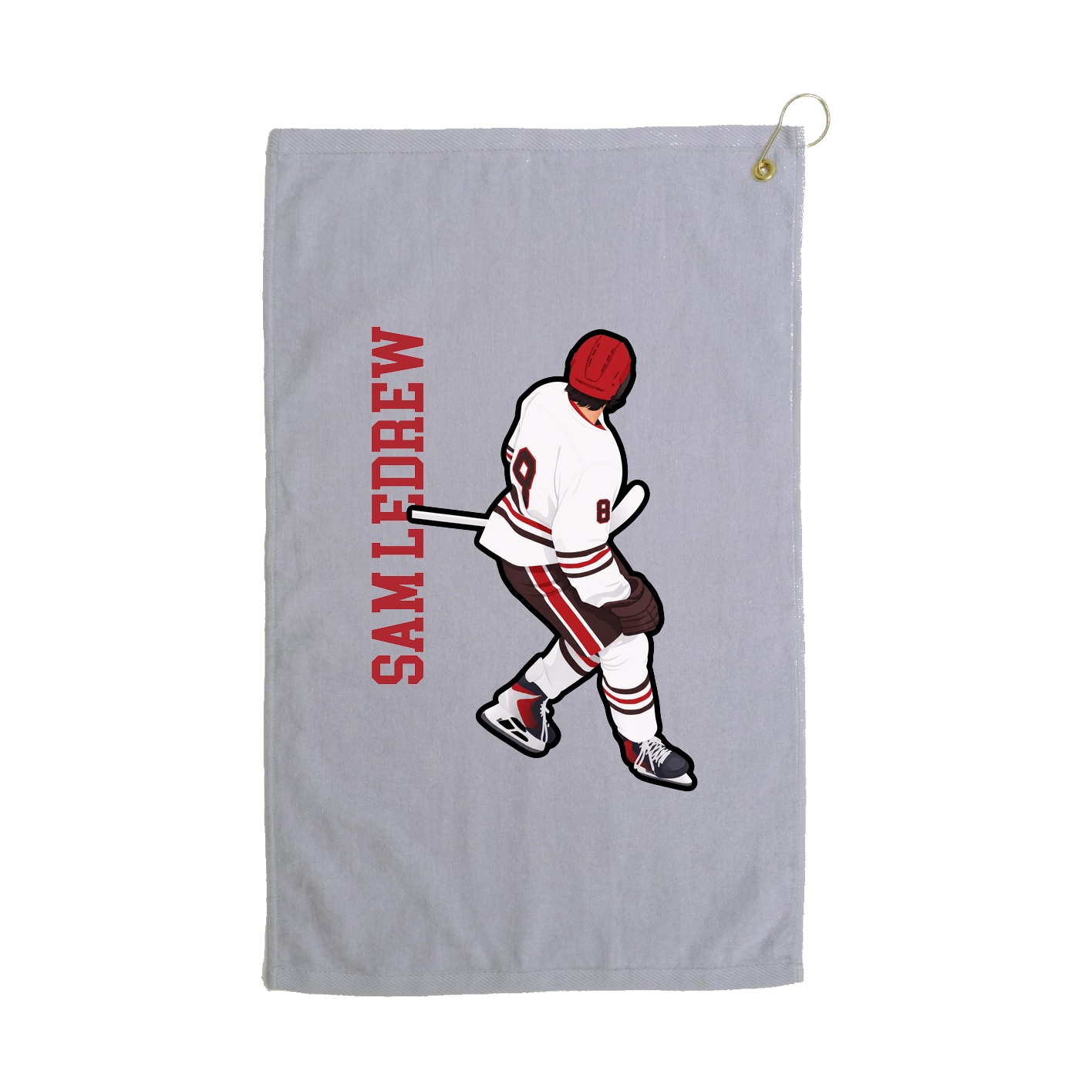 Golf Towel — Name Vertical in Grey