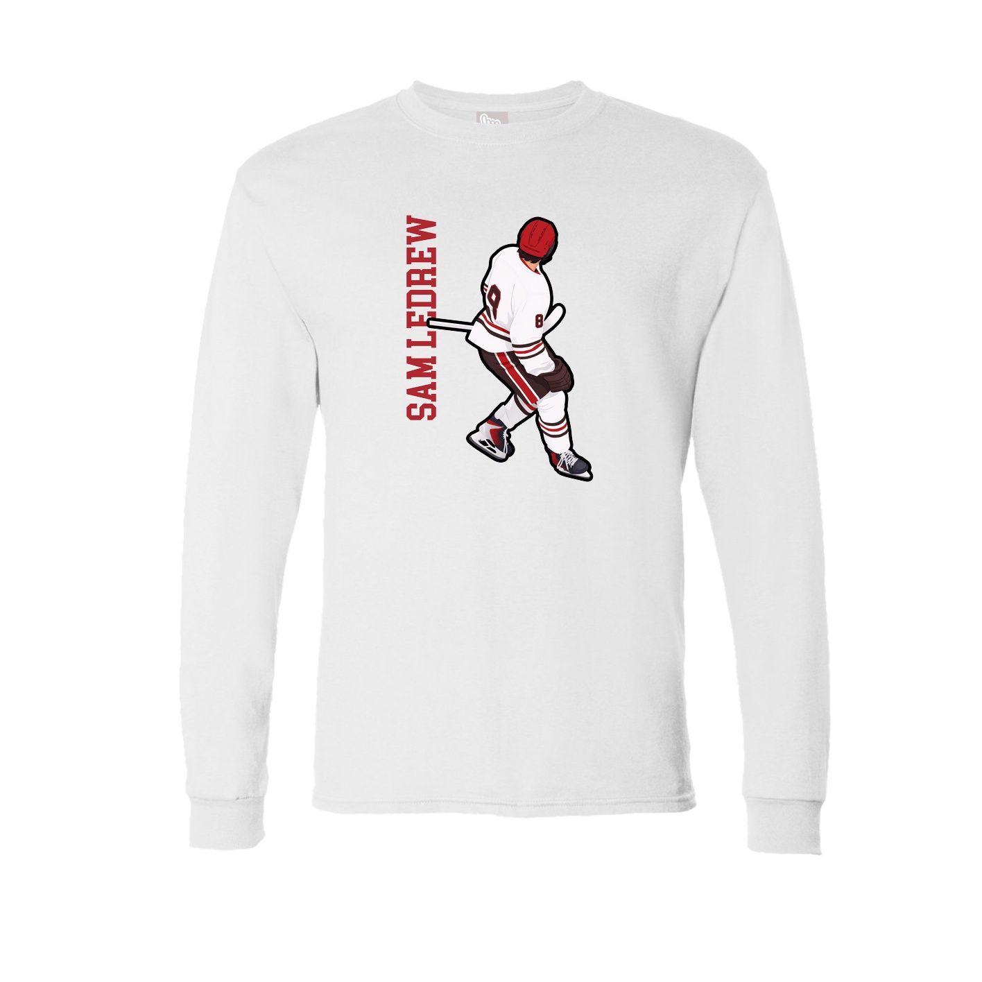 Long Sleeve Tee — Name Vertical in White
