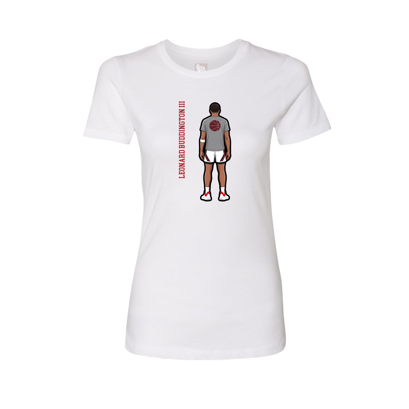 Fitted Women's Tee — Name Vertical in White