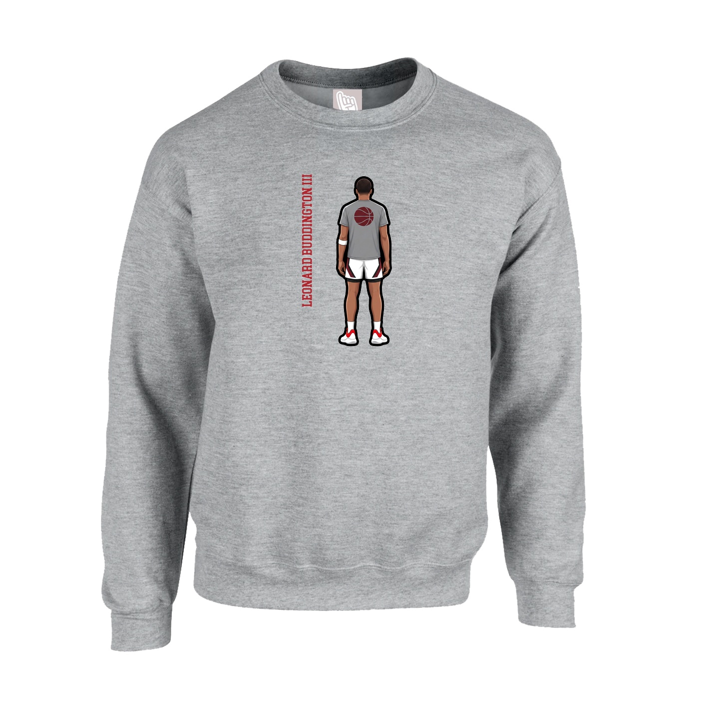 Fleece Crew — Name Vertical in Grey