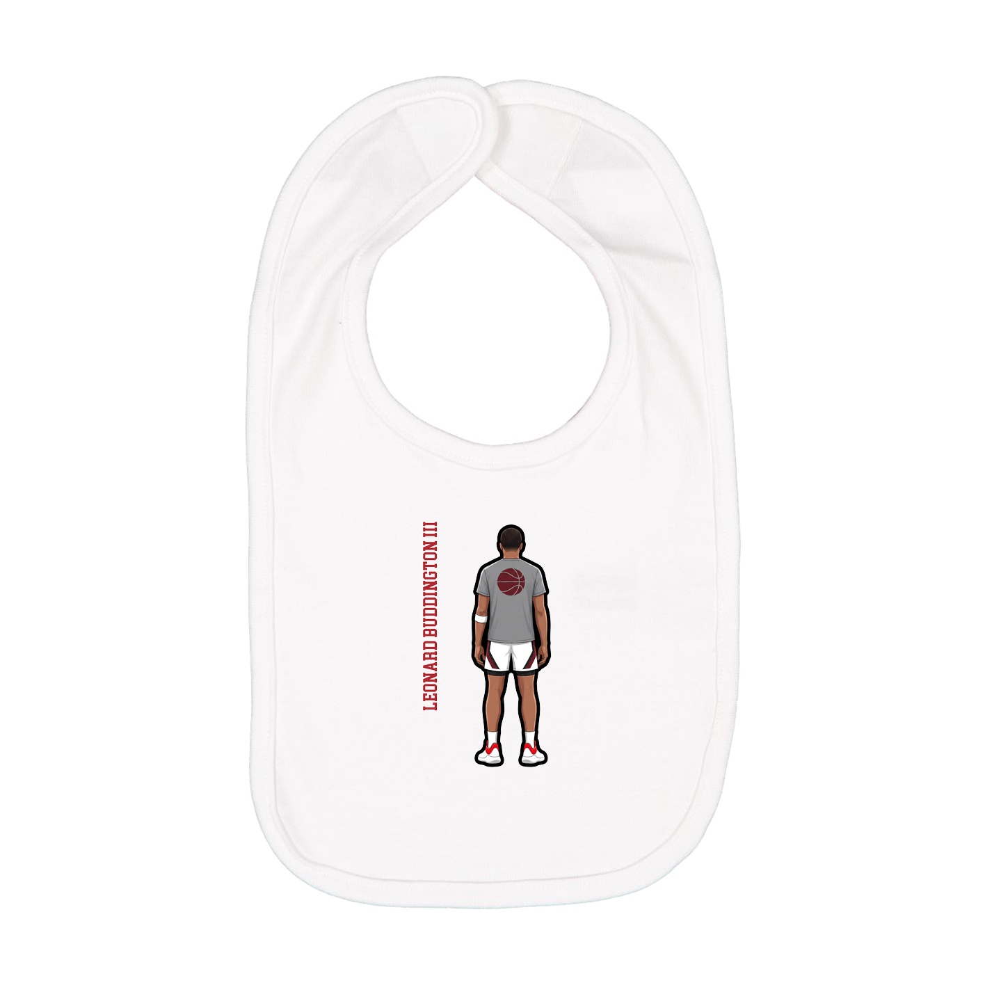 Infant Bib — Name Vertical in White