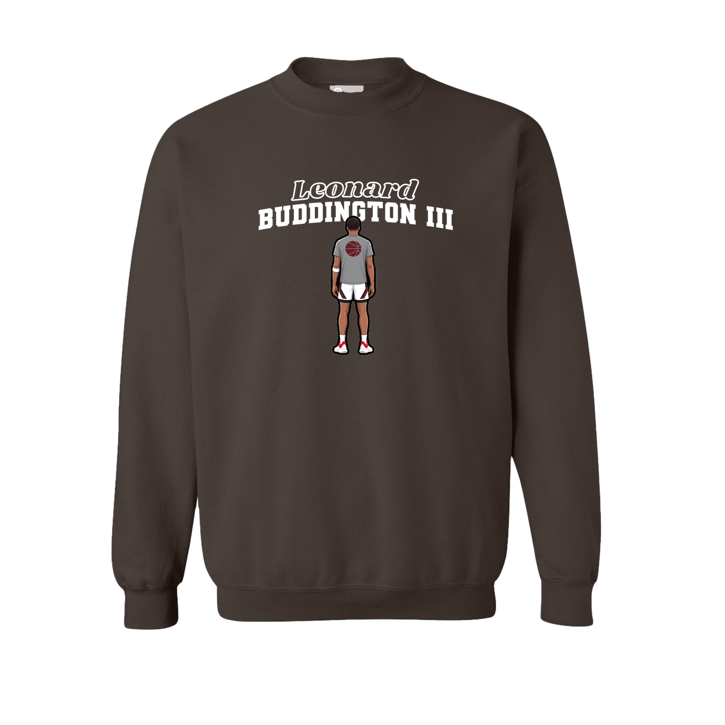 Fleece Crew — Name Arch in Brown