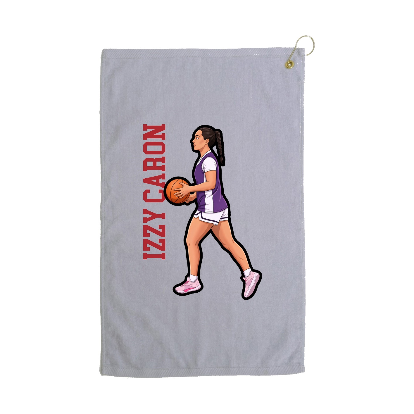 Golf Towel — Name Vertical in Grey