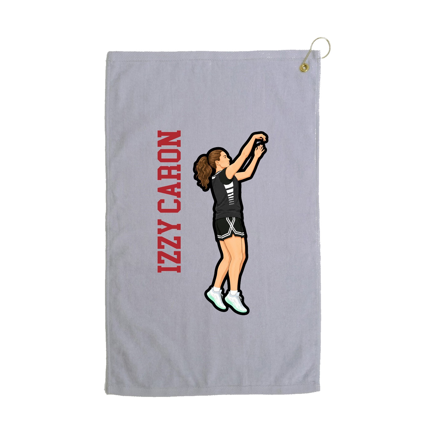 Golf Towel — Name Vertical in Grey
