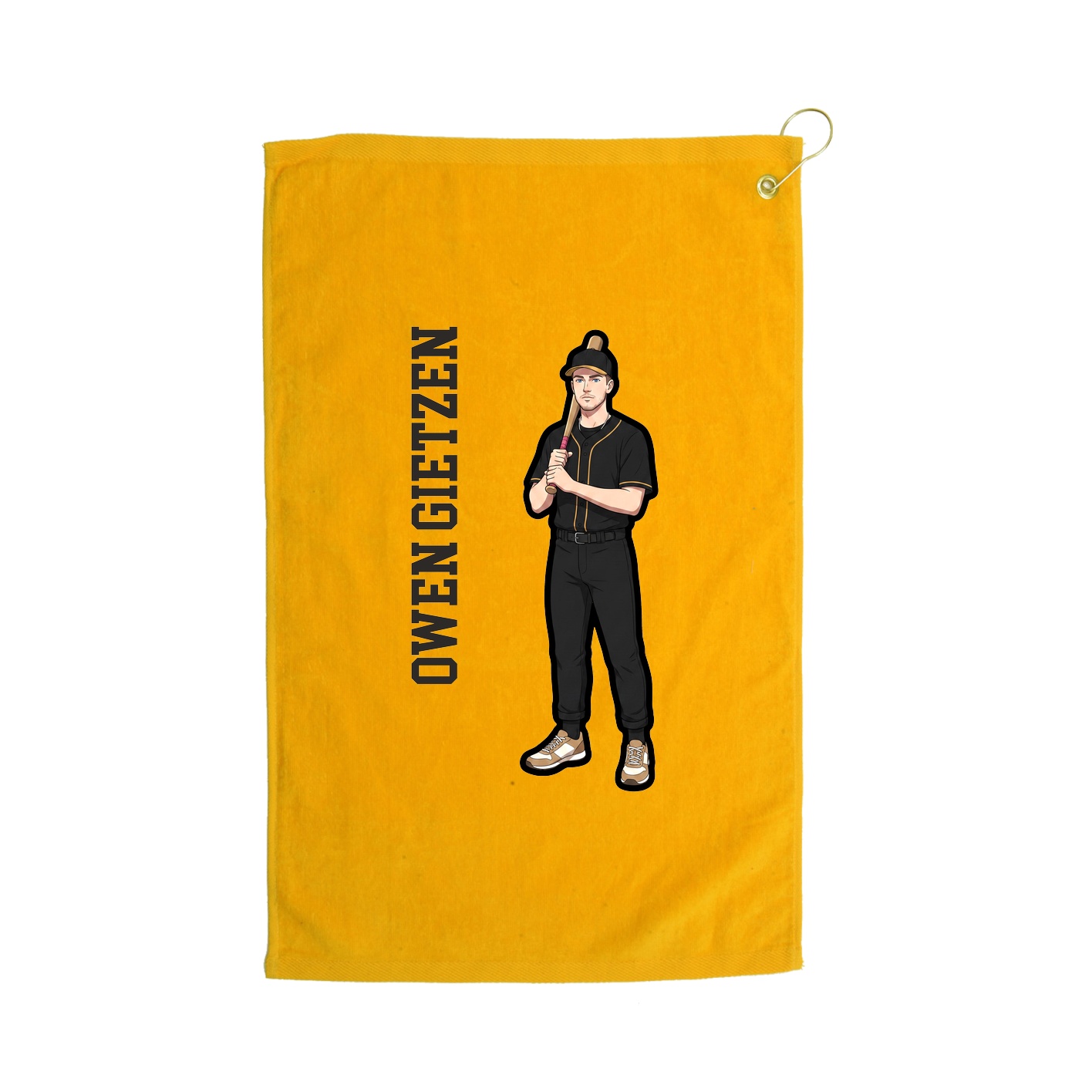 Golf Towel — Name Vertical in Gold