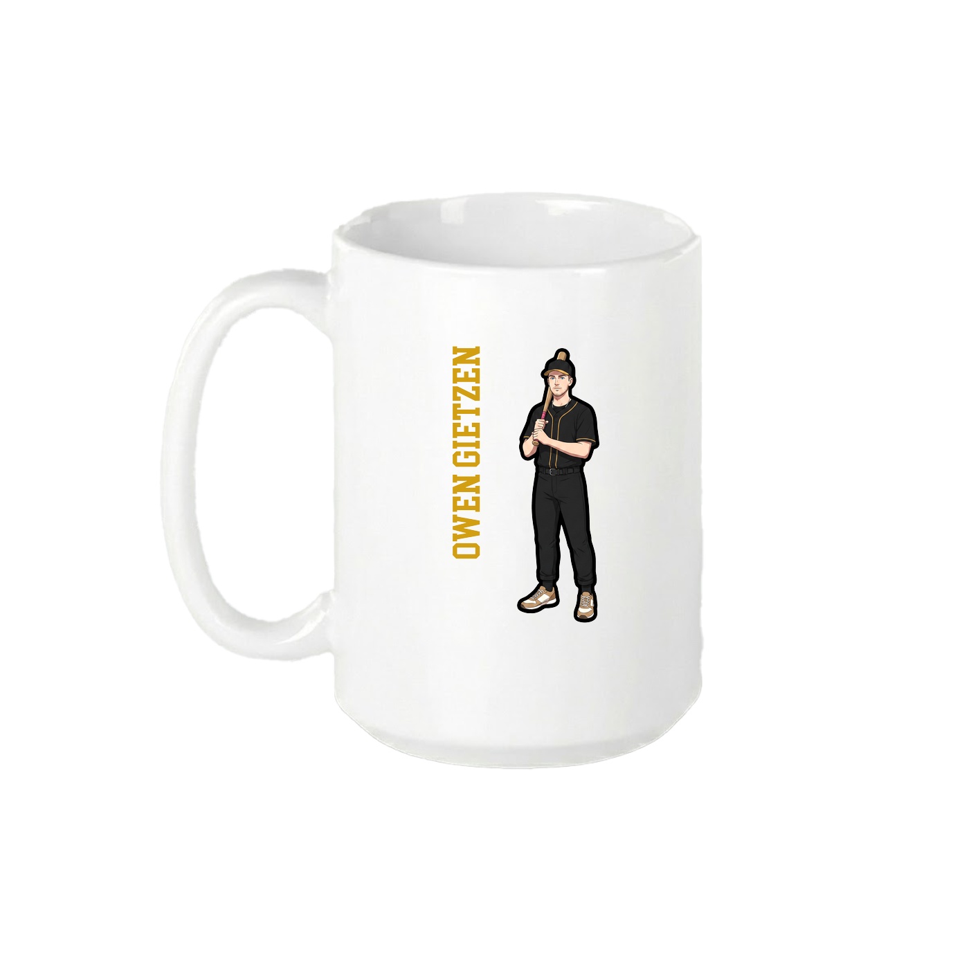 15oz Coffee Mug — Name Vertical in White