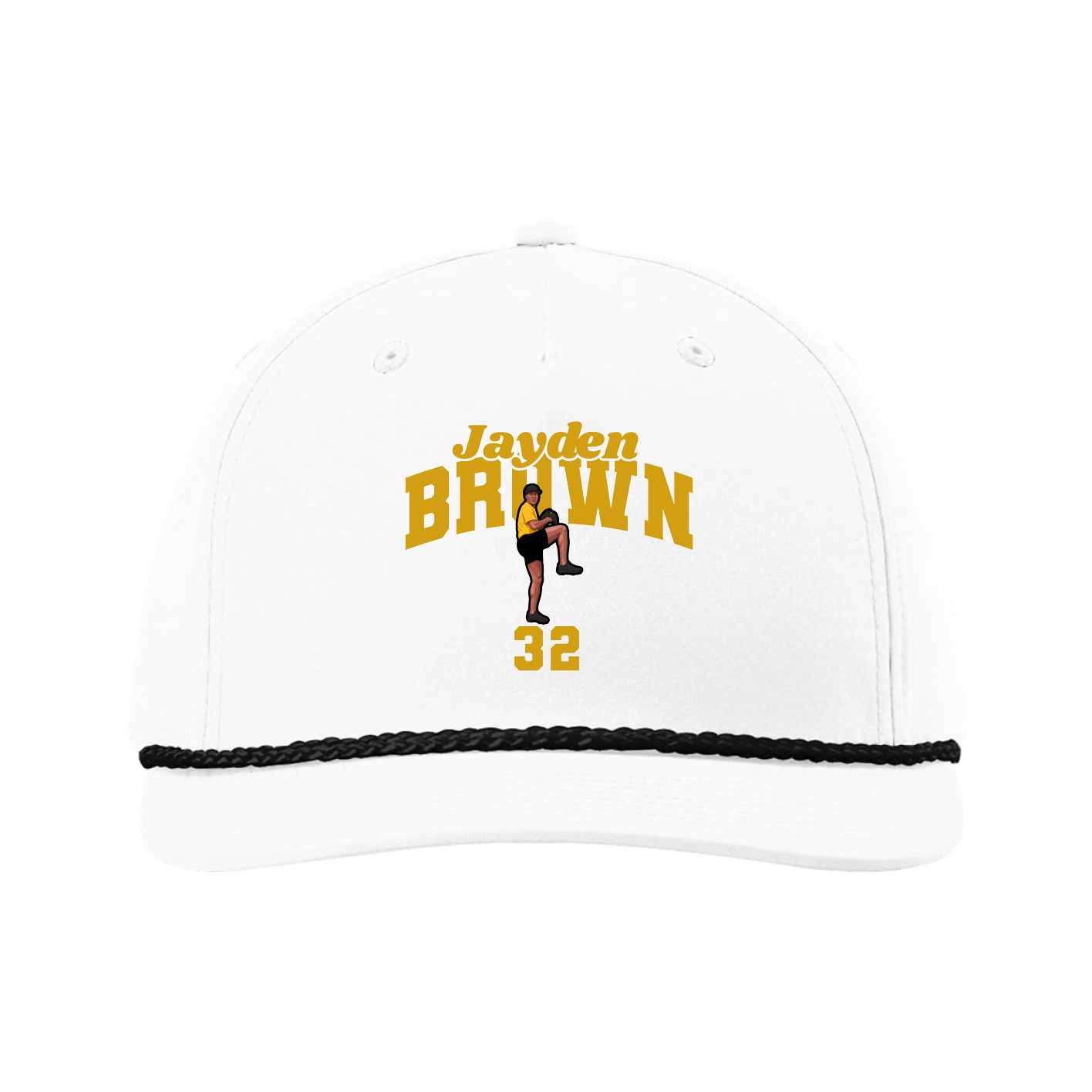 Five-Panel Classic Rope Cap — Signature Arch in White