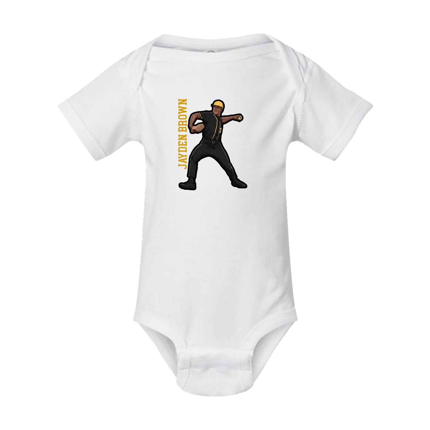 Baby Onesie — Name Vertical in White