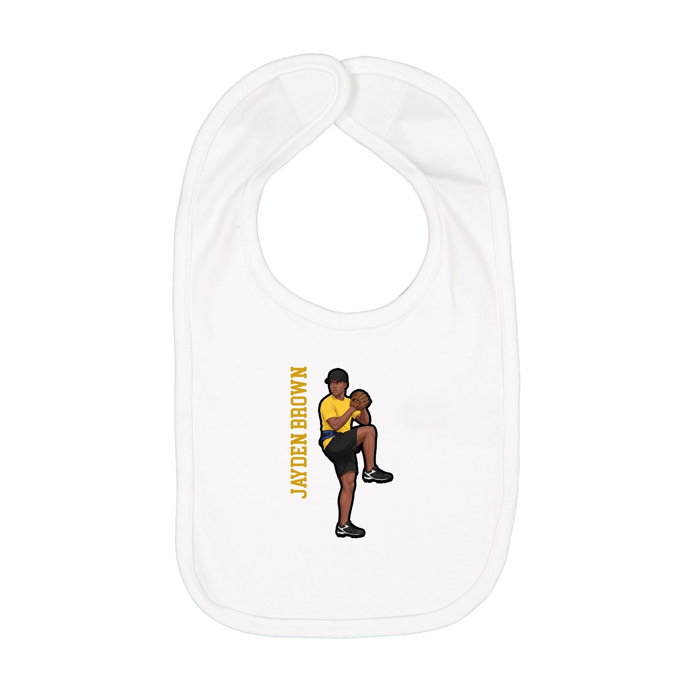 Infant Bib — Name Vertical in White