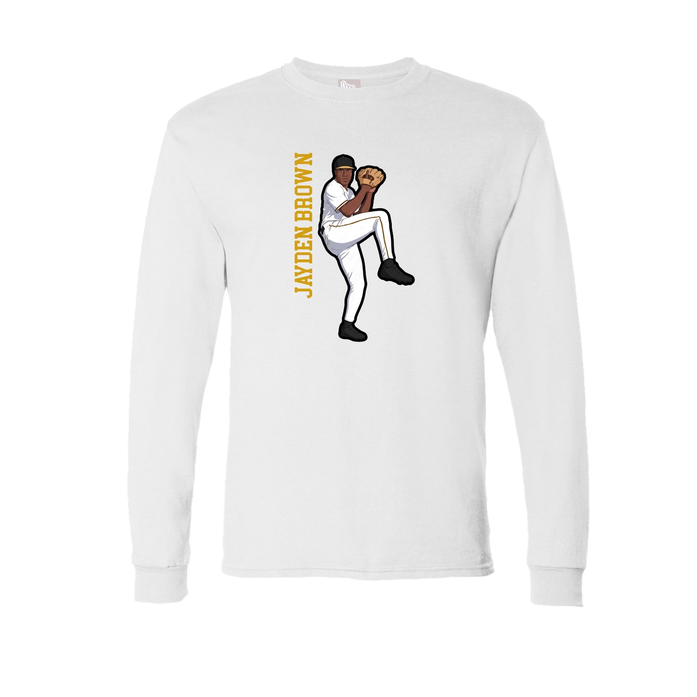 Long Sleeve Tee — Name Vertical in White