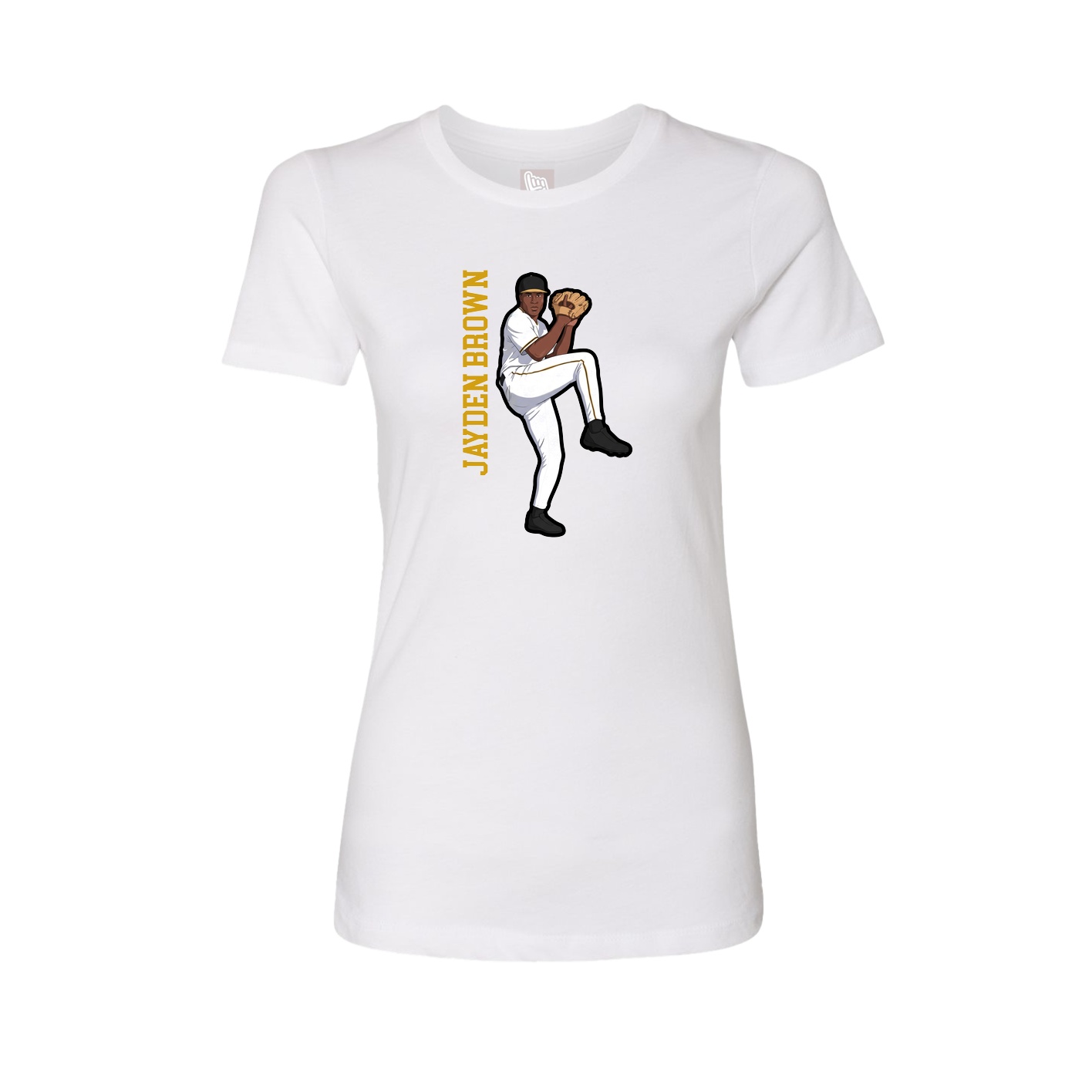 Fitted Women's Tee — Name Vertical in White