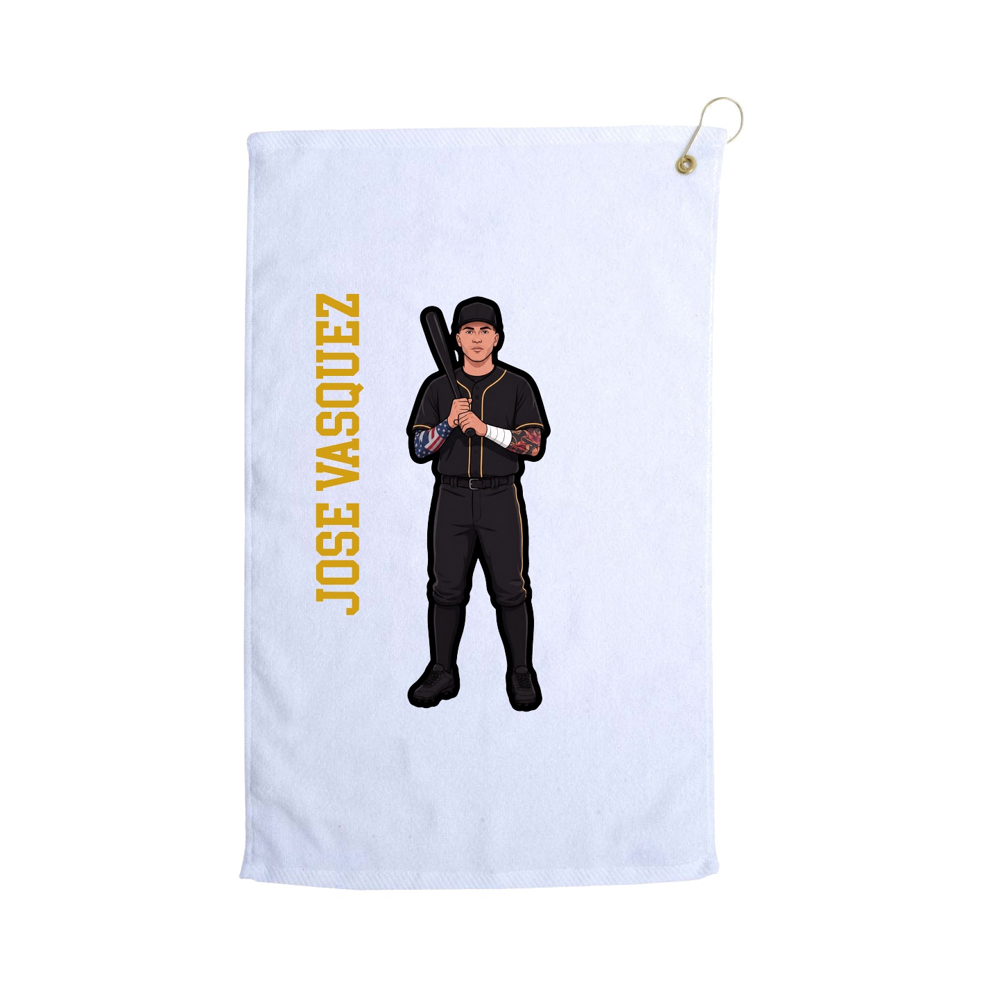 Golf Towel — Name Vertical in White