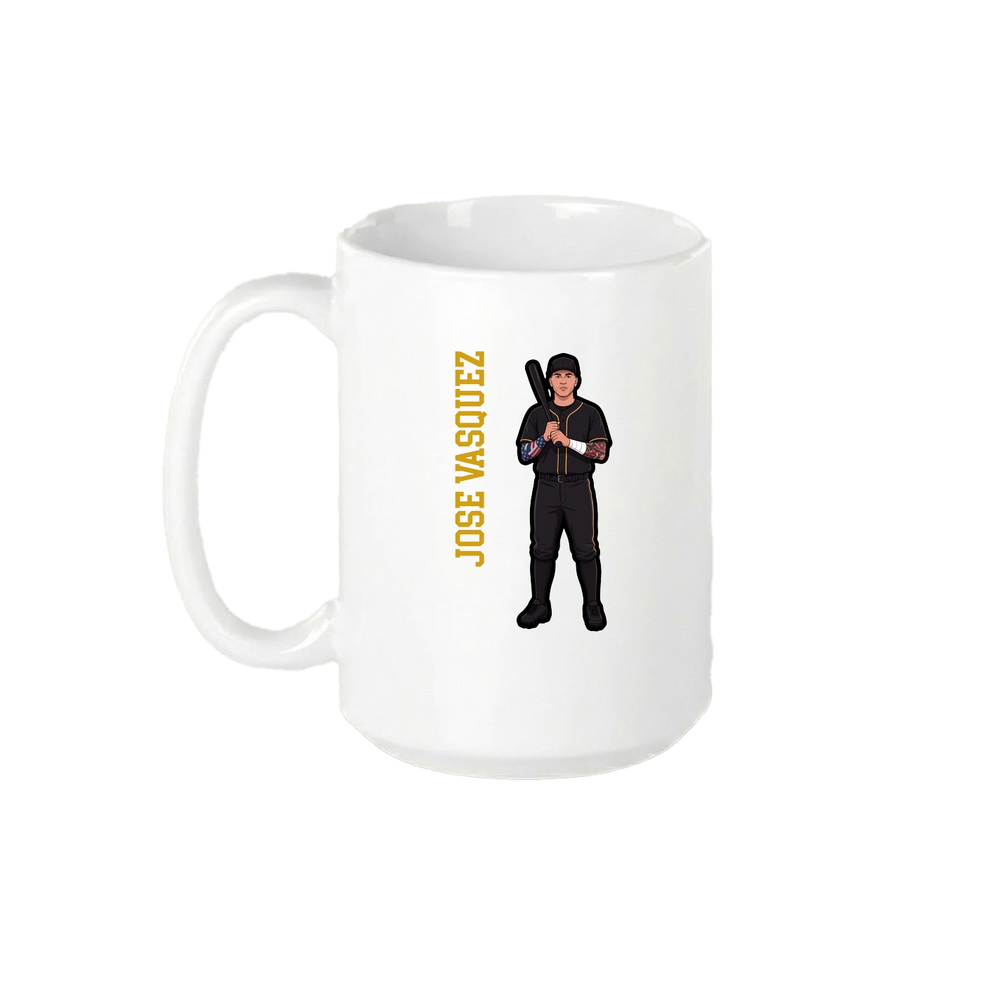 15oz Coffee Mug — Name Vertical in White