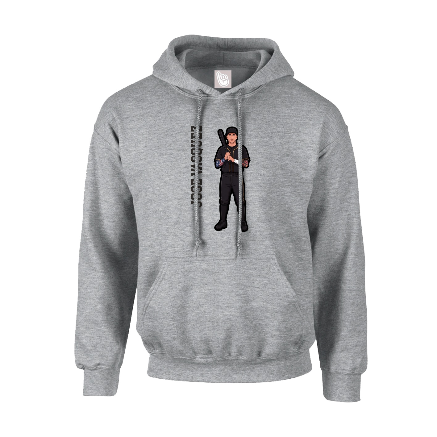 Hoodie — Name Vertical in Grey