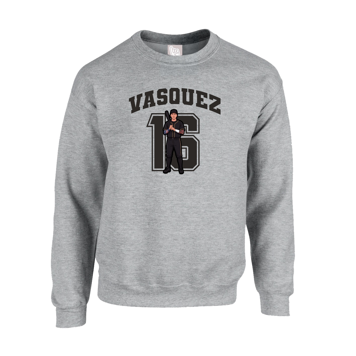 Fleece Crew — Number in Grey