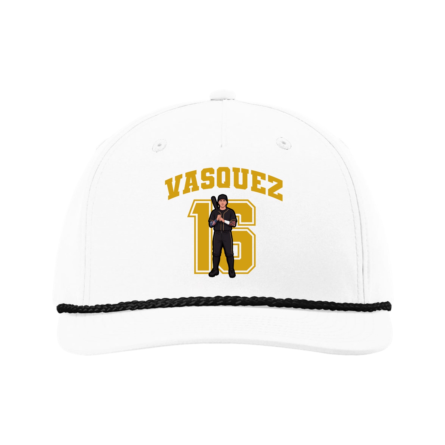 Five-Panel Classic Rope Cap — Number in White