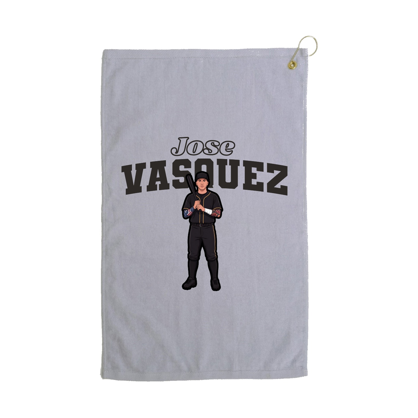 Golf Towel — Name Arch in Grey