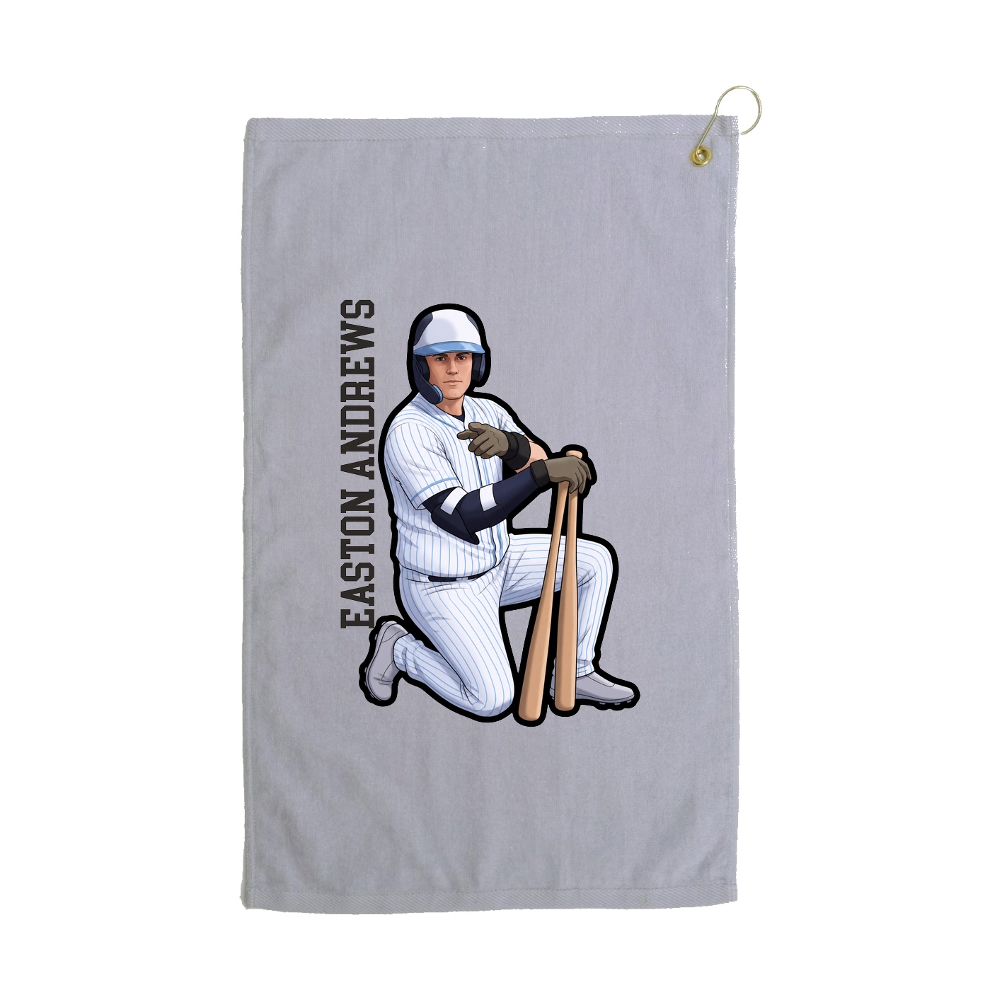 Golf Towel — Name Vertical in Grey