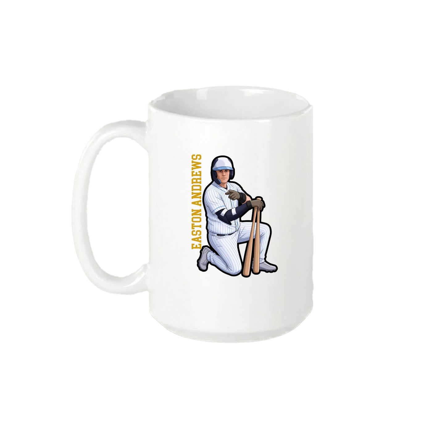 15oz Coffee Mug — Name Vertical in White