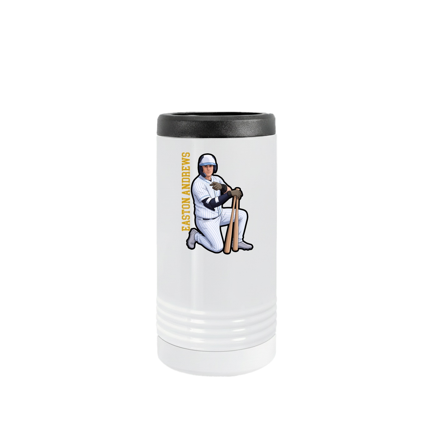Slim Beverage Holder — Name Vertical in White