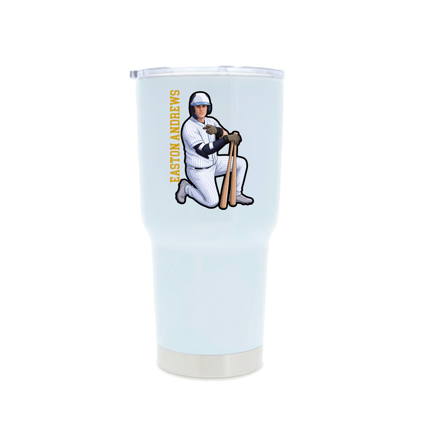 30oz Stainless Steel Tumbler — Name Vertical in White
