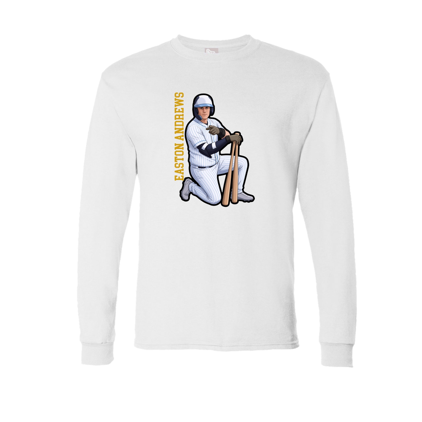 Long Sleeve Tee — Name Vertical in White